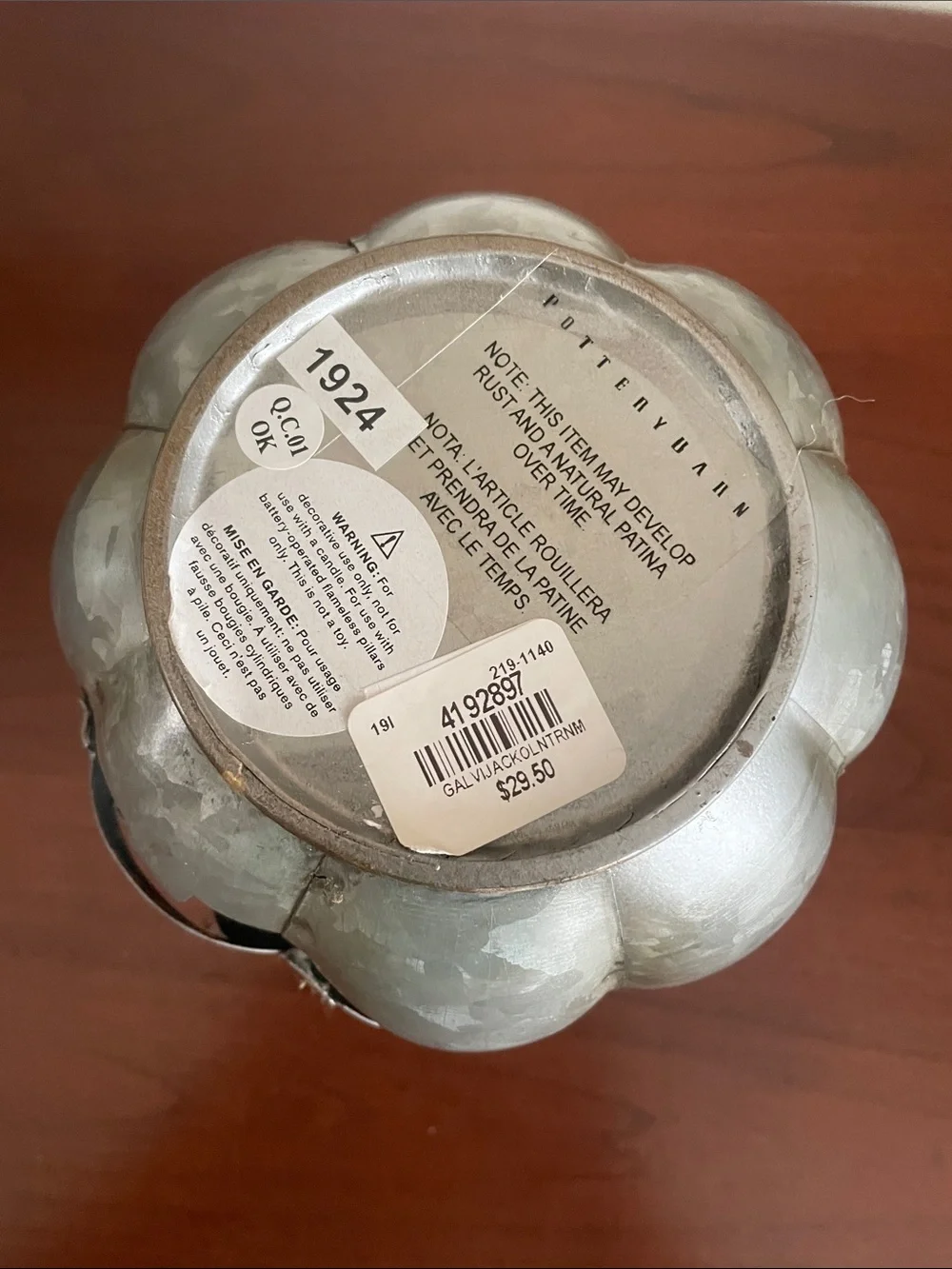 Set of 2 Pottery Barn Galvanized Jack-o-Lanterns (Large & Small) - Retired Set